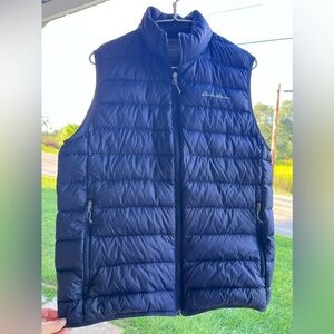 Eddie Bauer Mens Medium Goose Down Quilted Puffer Vest Packable Navy Blue M1